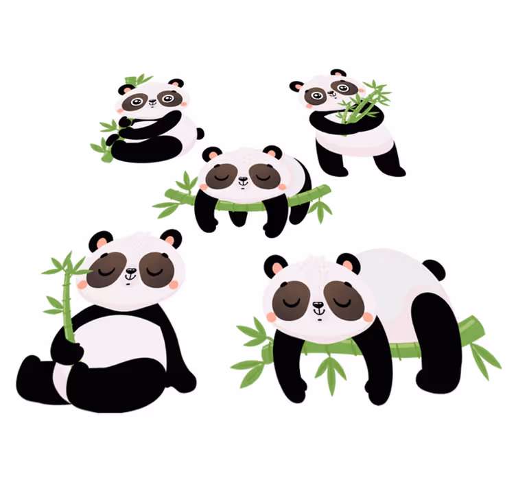 Tapis vinyle animal illustrations de panda mignon - TenStickers