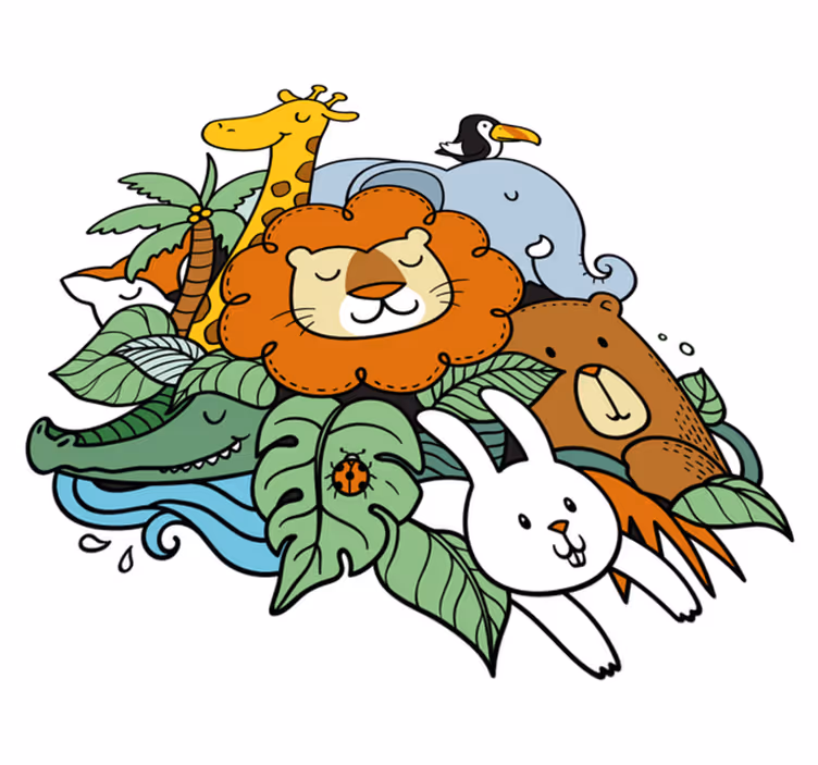 Tapis vinyle animal scène d'animaux ludique - TenStickers