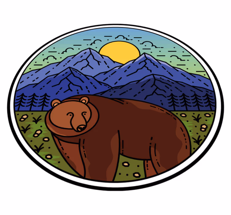 Tapis vinyle animal ours en paysage - TenStickers