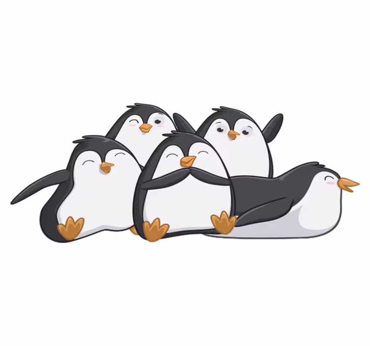 Tapis vinyle animal famille de pingouins joyeux - TenStickers