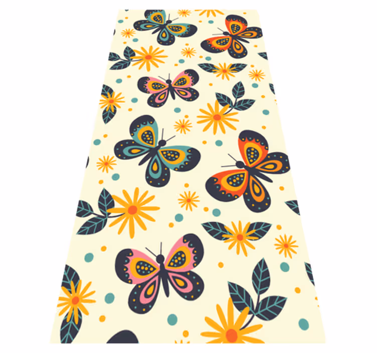 Tapis vinyle animal avec illustrations de papillons colorés - TenStickers