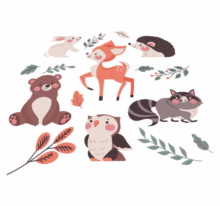 Tapis vinyle animal animaux de la forêt en automne - TenStickers