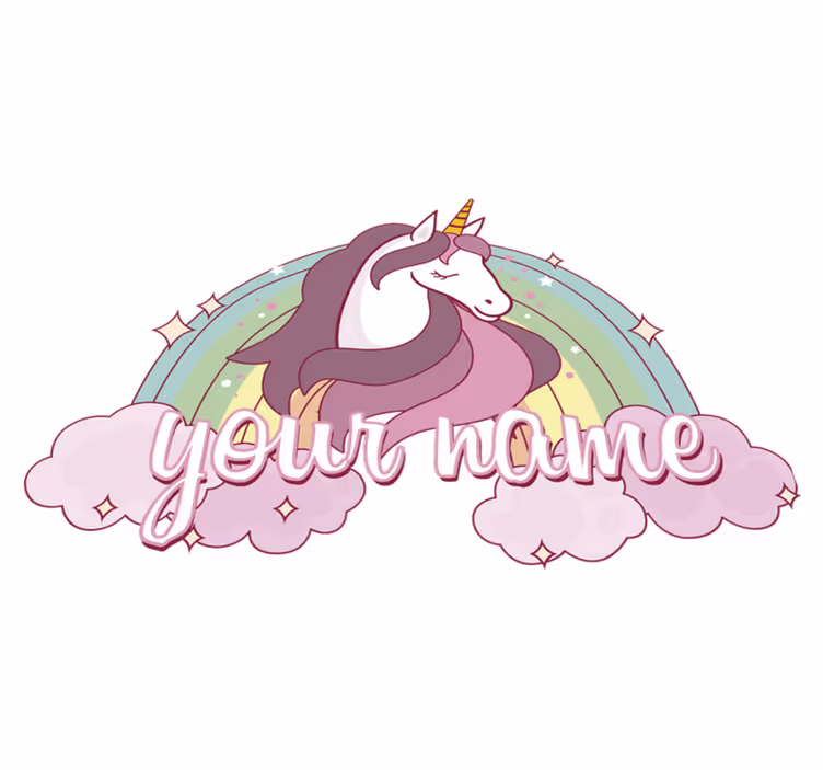 Tapis vinyle animal licorne rose avec prénom - TenStickers