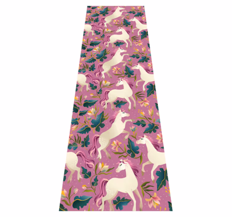 Tapis vinyle animal design cheval floral rose - TenStickers