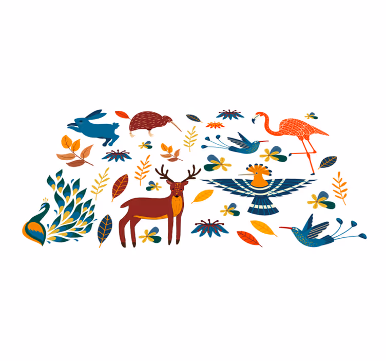 Tapis vinyle animal motifs animaliers colorés - TenStickers