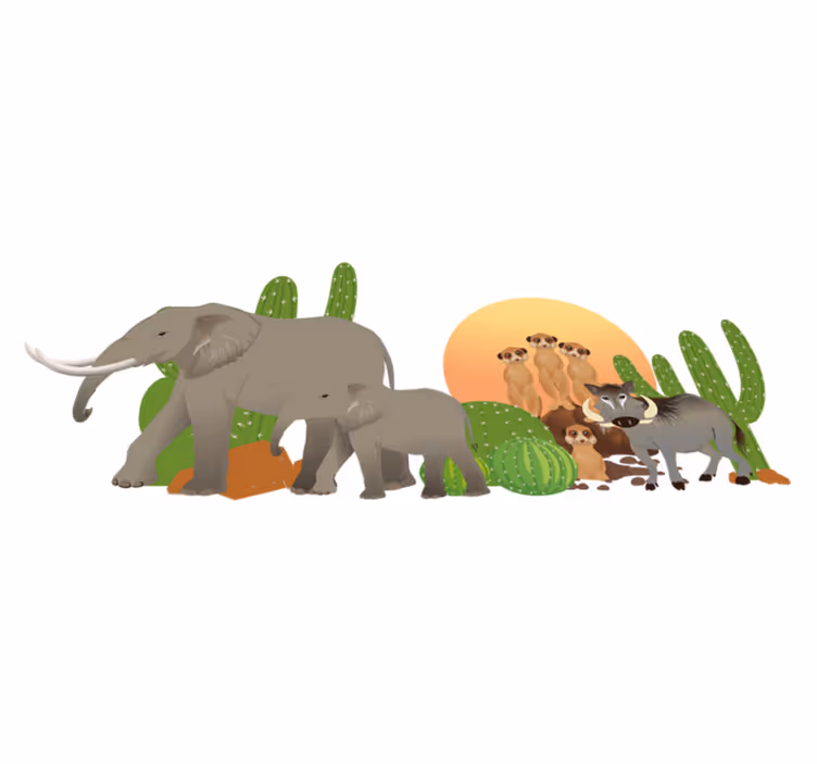 Tapis vinyle animal scène de safari - TenStickers