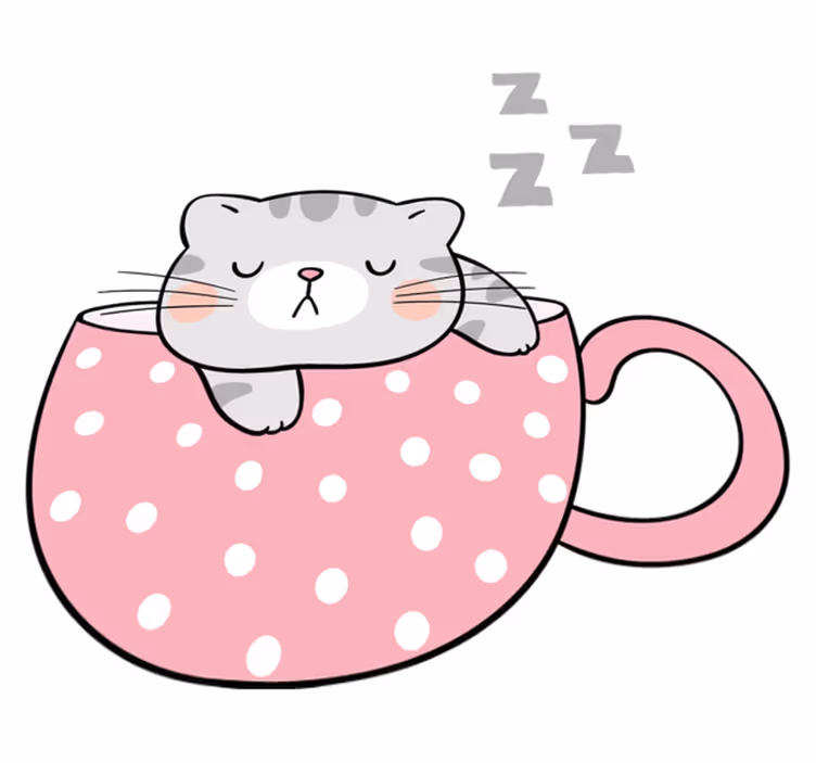 Tapis vinyle animal tasse chat endormi - TenStickers