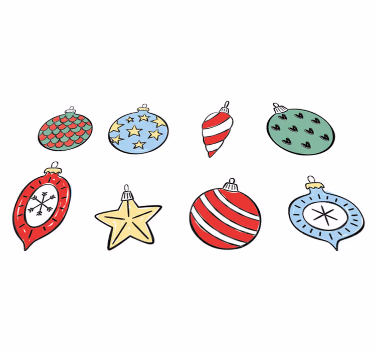Tapis vinyle noël ensemble de boules vintage - TenStickers