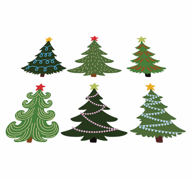 Tapis vinyle noël arbres de noël colorés - TenStickers