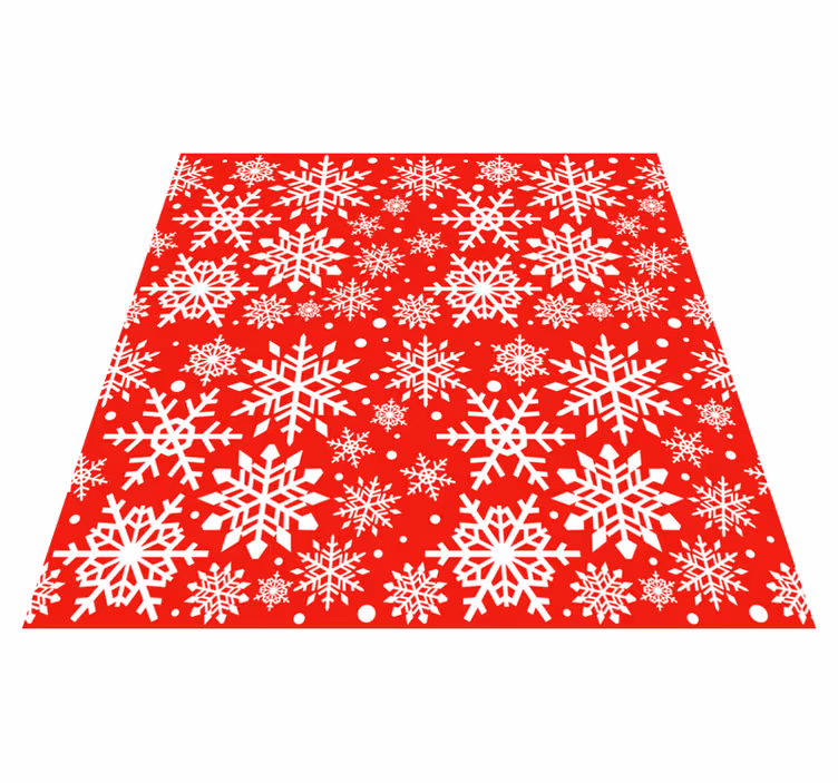 Tapis vinyle noël flocons de neige rouges - TenStickers
