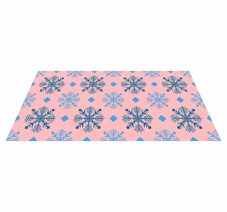 Tapis vinyle noël motif flocons rose et bleu - TenStickers