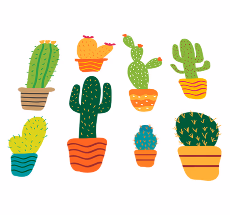 Tapis vinyle fleurs et plantes cactus colorés - TenStickers