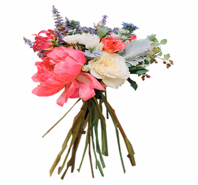 Tapis vinyle fleurs et plantes bouquet géométrique - TenStickers