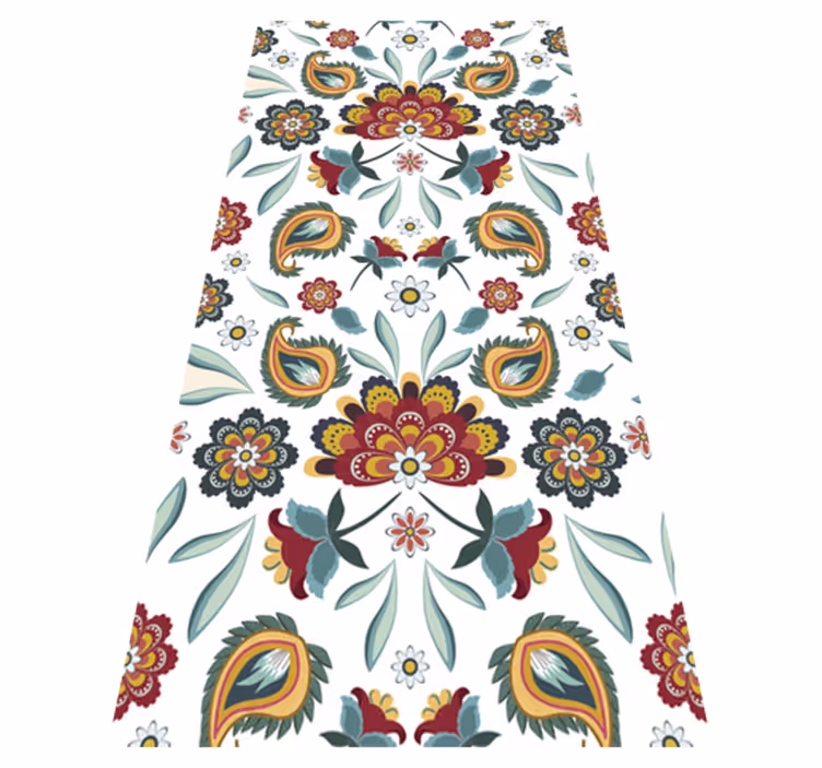 Tapis vinyle fleurs et plantes motif floral ethnique - TenStickers