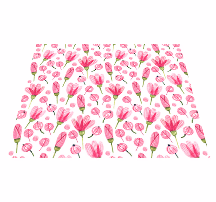 Tapis vinyle fleurs et plantes fleurs aquarelle roses - TenStickers
