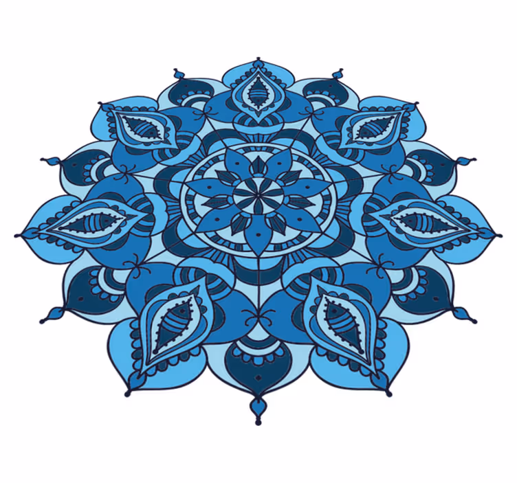 Tapis vinyle fleurs et plantes mandala lotus bleu - TenStickers