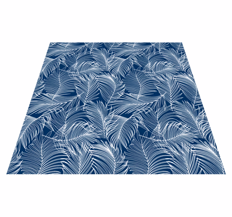 Tapis vinyle fleurs et plantes feuilles bleues gracieuses - TenStickers