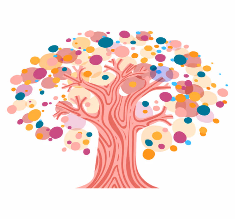 Tapis vinyle fleurs et plantes silhouette d'arbre coloré - TenStickers