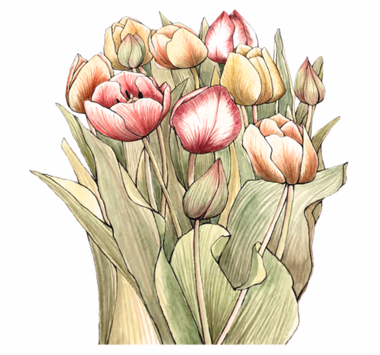 Tapis vinyle fleurs et plantes bouquet de tulipes colorées - TenStickers