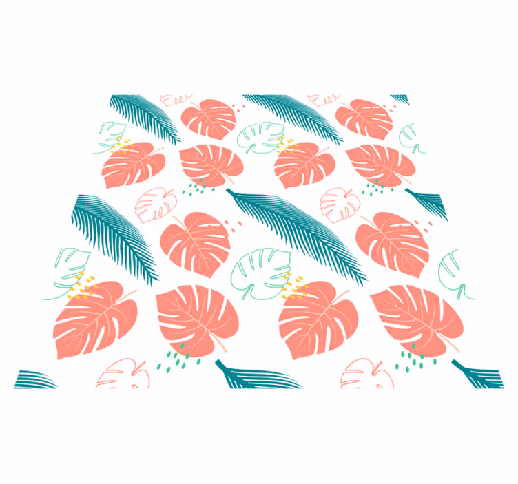 Tapis vinyle fleurs et plantes feuilles tropicales roses - TenStickers