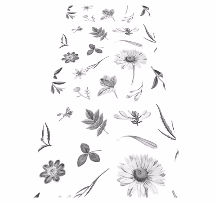 Tapis vinyle fleurs et plantes fleurs grises printemps - TenStickers