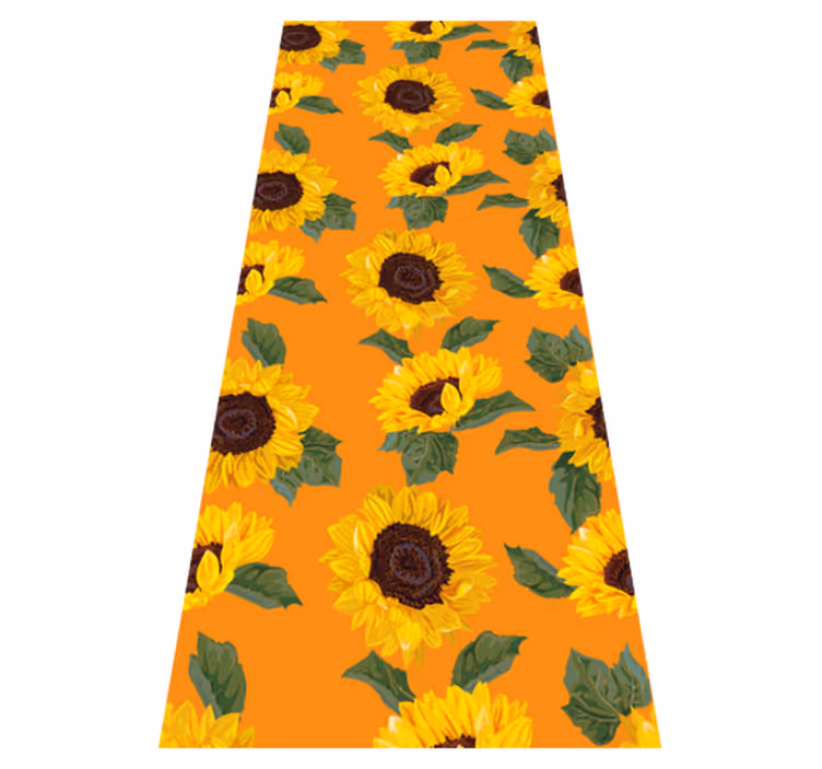 Tapis vinyle fleurs et plantes tournesol orange - TenStickers