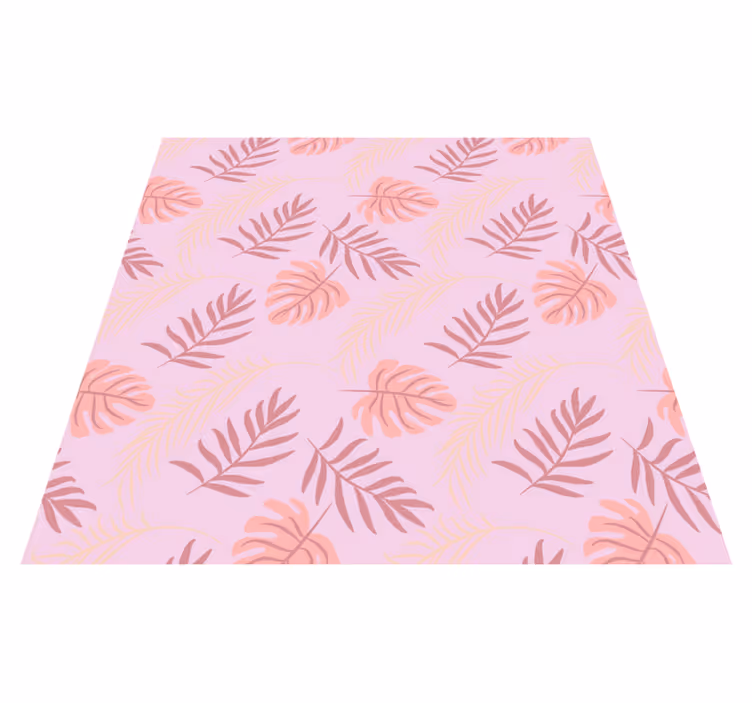 Tapis vinyle fleurs et plantes design feuilles roses - TenStickers