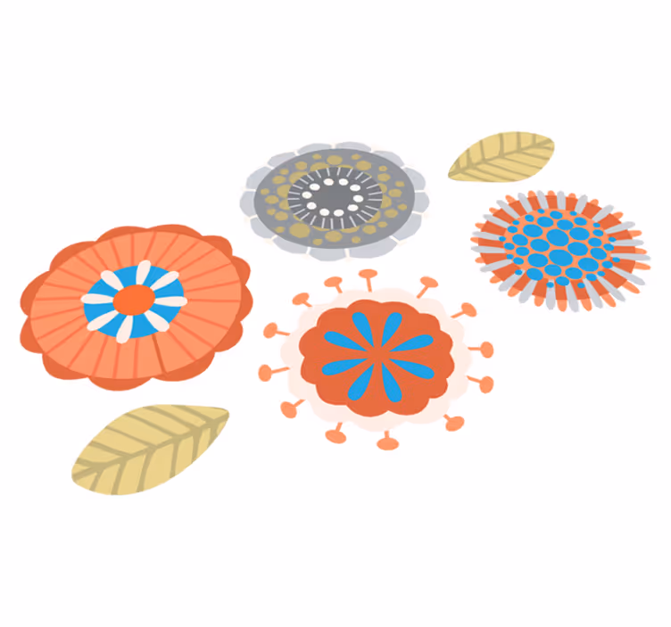 Tapis vinyle fleurs et plantes formes colorées - TenStickers