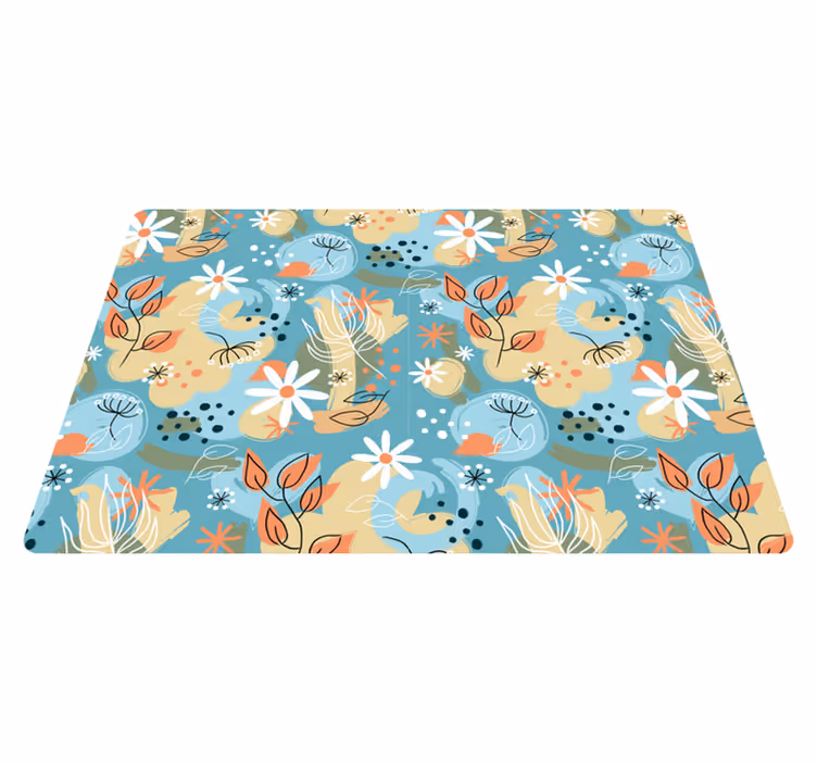 Tapis vinyle fleurs et plantes fond plat abstrait - TenStickers