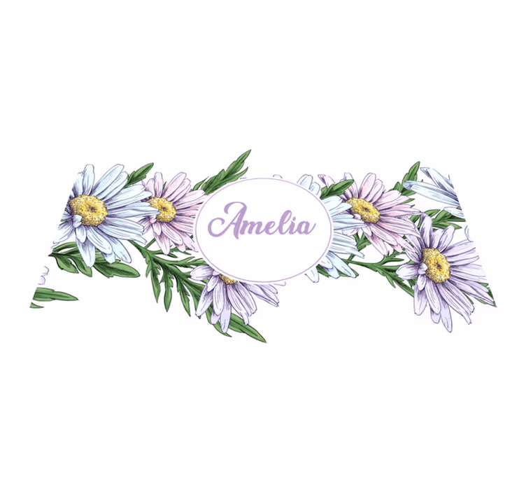 Tapis vinyle fleurs et plantes motif marguerite avec nom - TenStickers