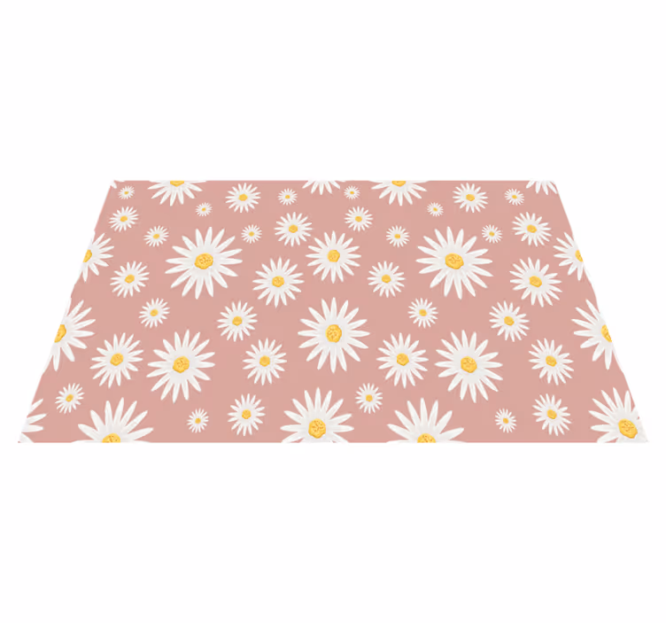 Tapis vinyle fleurs et plantes motif marguerites roses - TenStickers