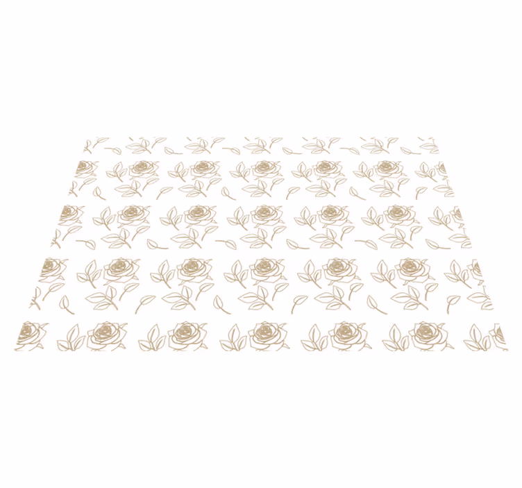 Tapis vinyle fleurs et plantes motif roses beige - TenStickers