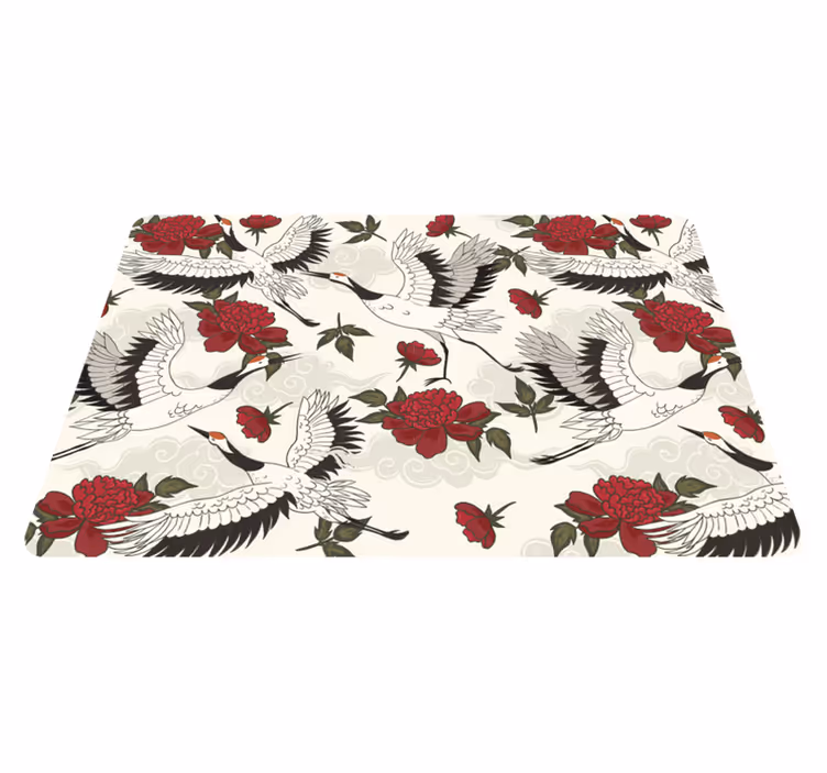Tapis vinyle fleurs et plantes motifs oiseaux apaisants - TenStickers