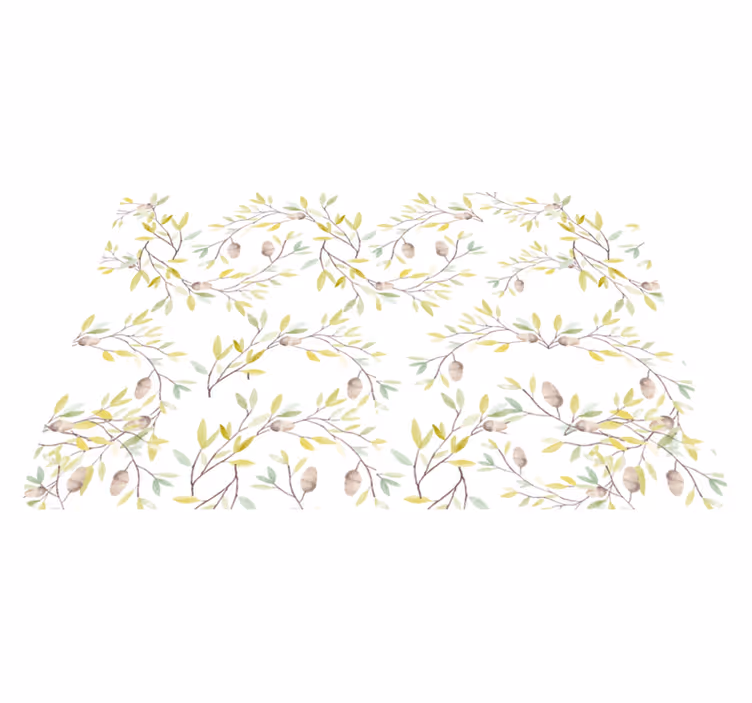 Tapis vinyle fleurs et plantes motif aquarelle vert - TenStickers