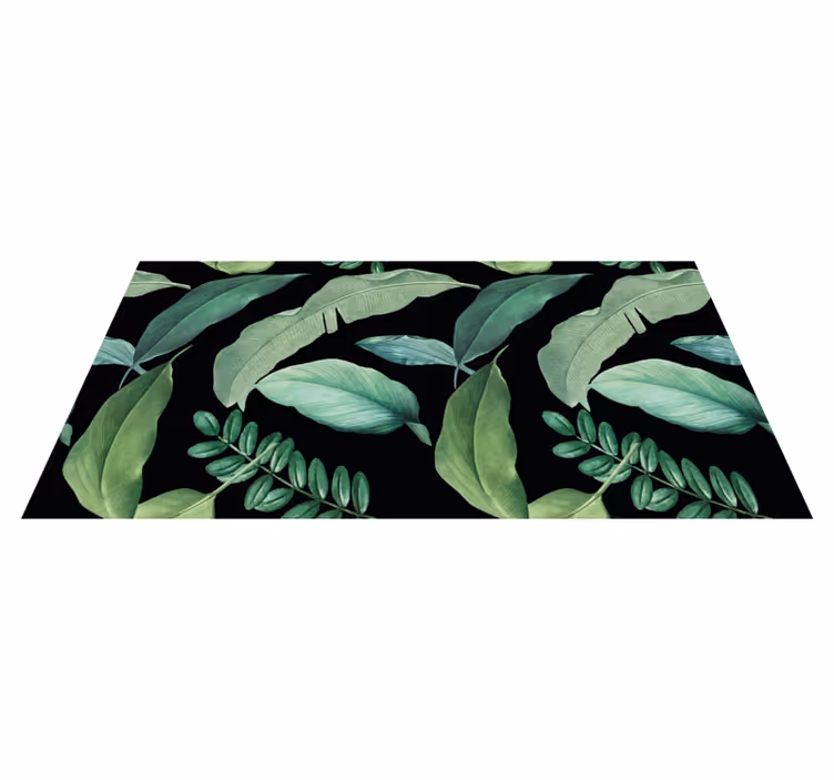 Tapis vinyle fleurs et plantes feuilles grises nocturnes - TenStickers