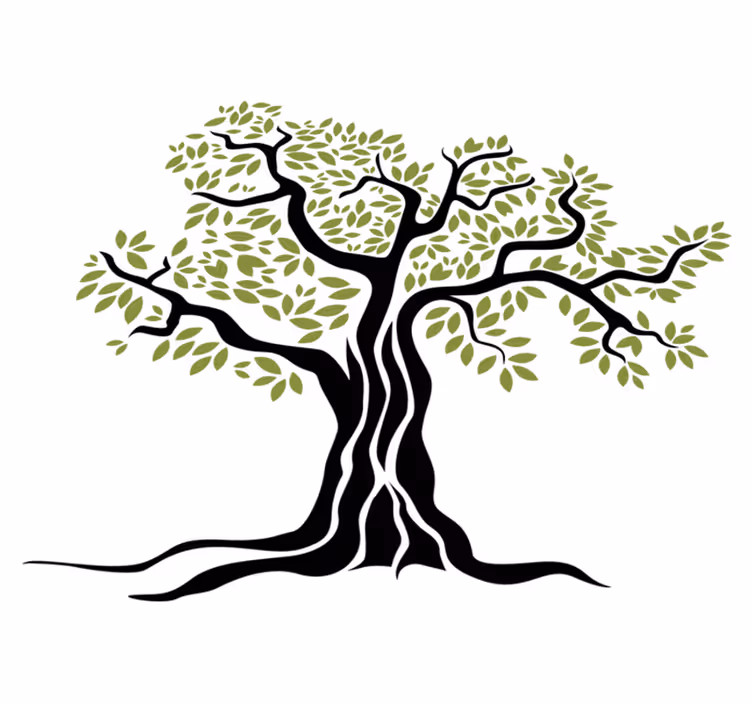 Tapis vinyle fleurs et plantes arbre olive noir vert - TenStickers