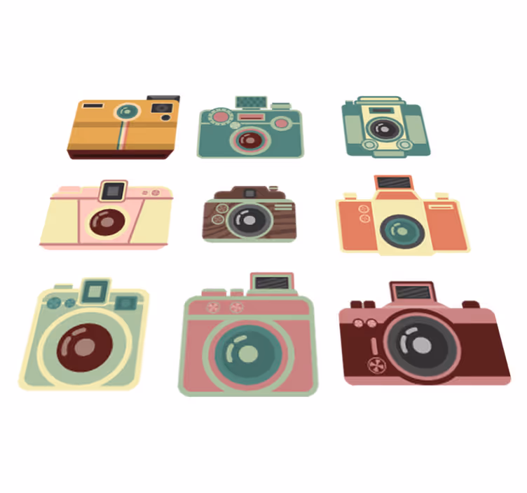 Tapis vinyle salle a manger appareils photo vintage - TenStickers