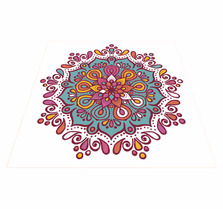 Tapis vinyle cuisine mandala carrelé coloré - TenStickers