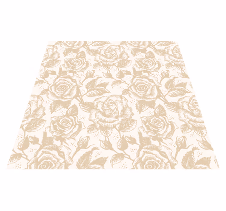 Tapis vinyle salle à manger beige vintage roses - TenStickers