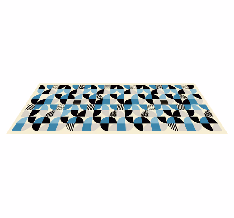 Tapis vinyle salle a manger motif bauhaus bleu rétro - TenStickers