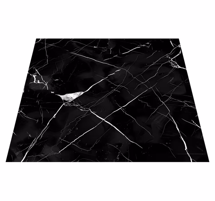 Tapis vinyle salle a manger marbre noir pour table - TenStickers
