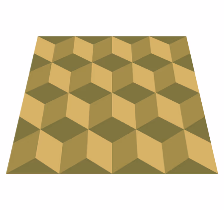 Tapis vinyle salle a manger cubes 3d beige - TenStickers