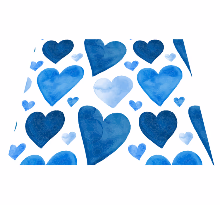 Tapis vinyle cuisine cœurs doux bleus - TenStickers
