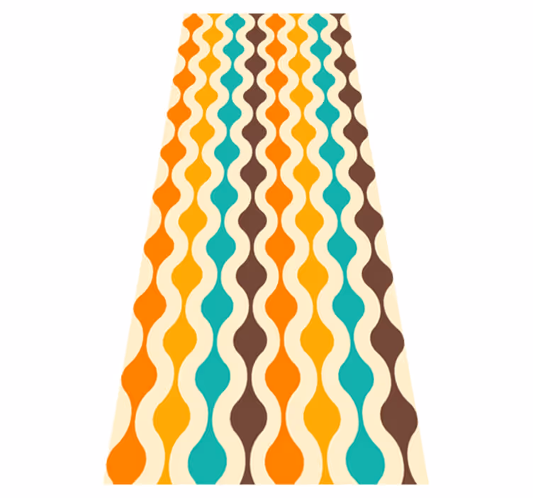 Tapis vinyle cuisine géométrique rétro années 70 - TenStickers