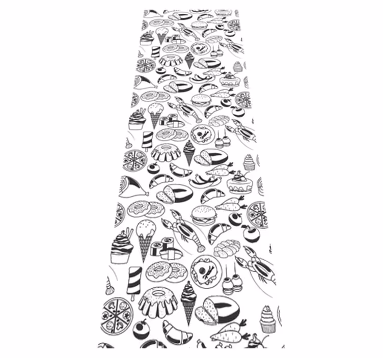 Tapis vinyle cuisine motifs de dessins alimentaires - TenStickers