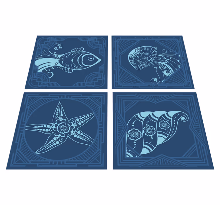Tapis vinyle salle de bain motifs marins ornés - TenStickers