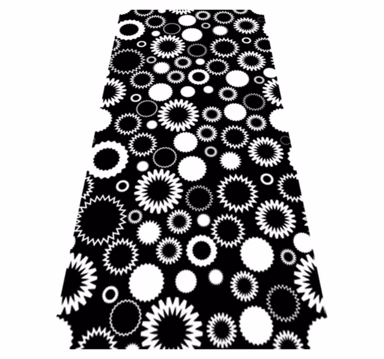 Tapis vinyle salle de bain tournesols noirs et blancs - TenStickers