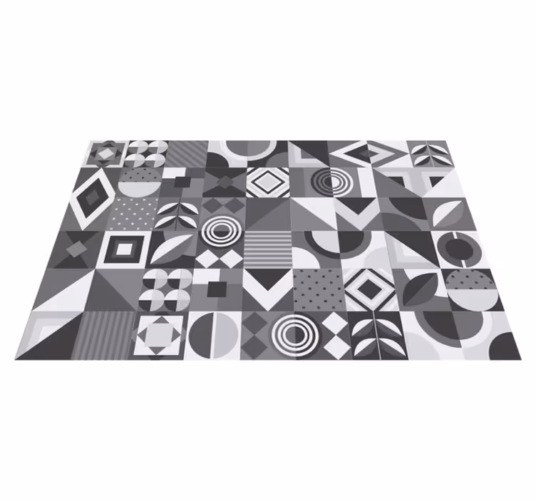 Tapis vinyle salle de bain carreaux géométriques gris - TenStickers