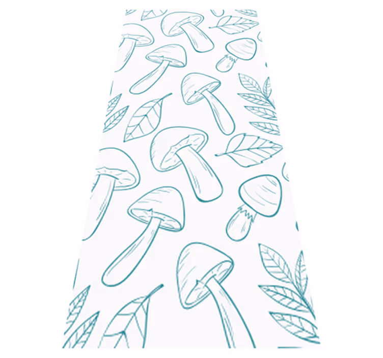 Tapis vinyle fleurs et plantes champignons bleu clair - TenStickers