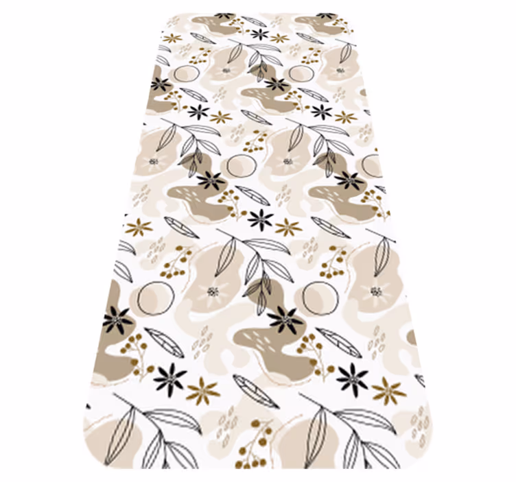 Tapis vinyle fleurs et plantes motif feuilles rose et beige - TenStickers